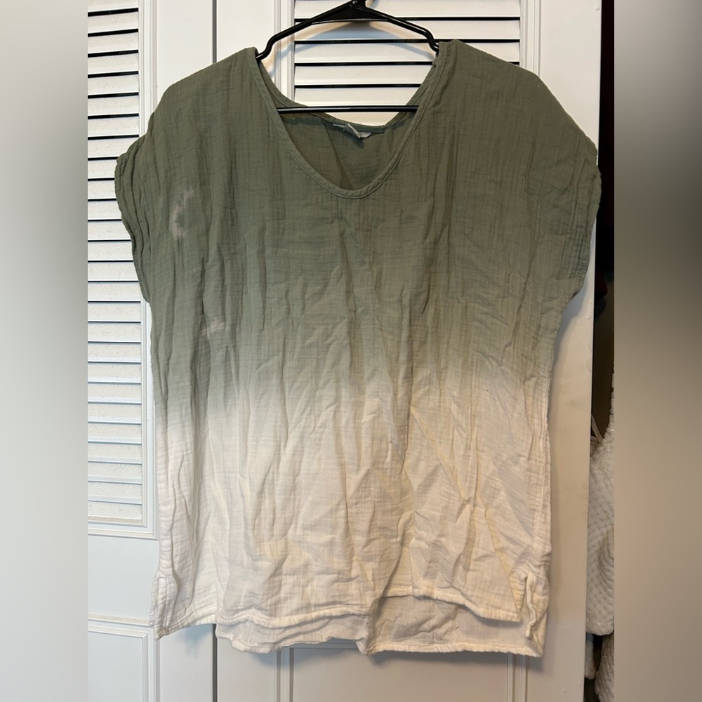 Green and White Ombre Women's Top